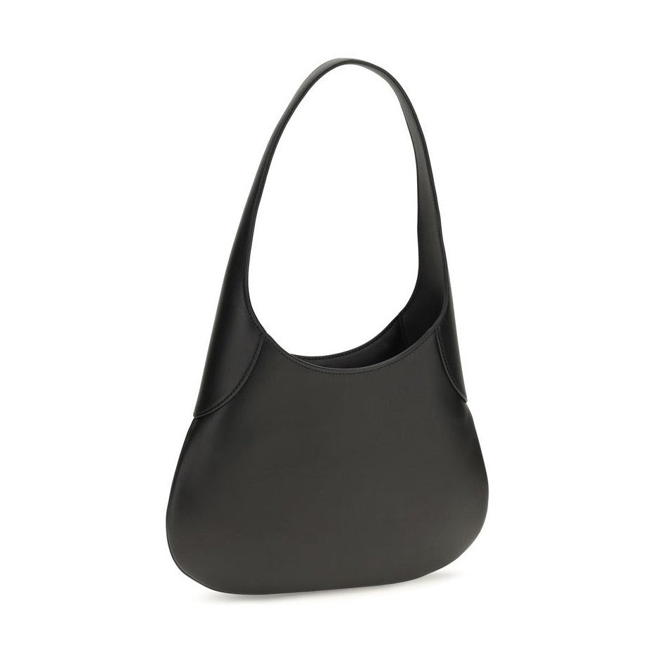 Khaite Black Calf Leather Bos Taurus Shoulder Bag