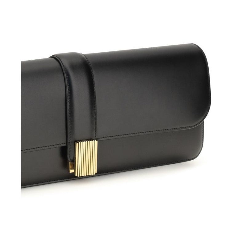 Khaite Black Calf Leather Bos Taurus Clutch Bag