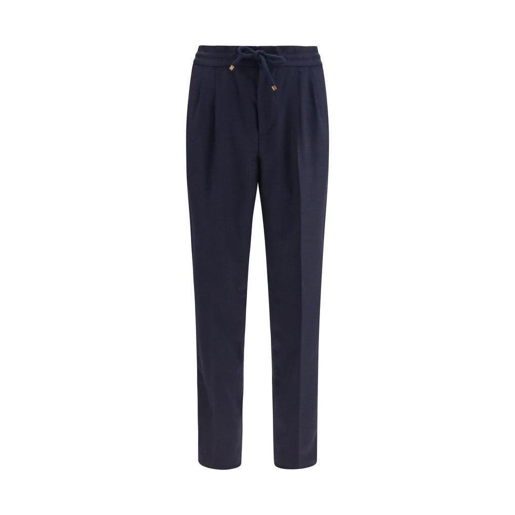 Brunello Cucinelli Blue Wool Oves Aries Casual Pants