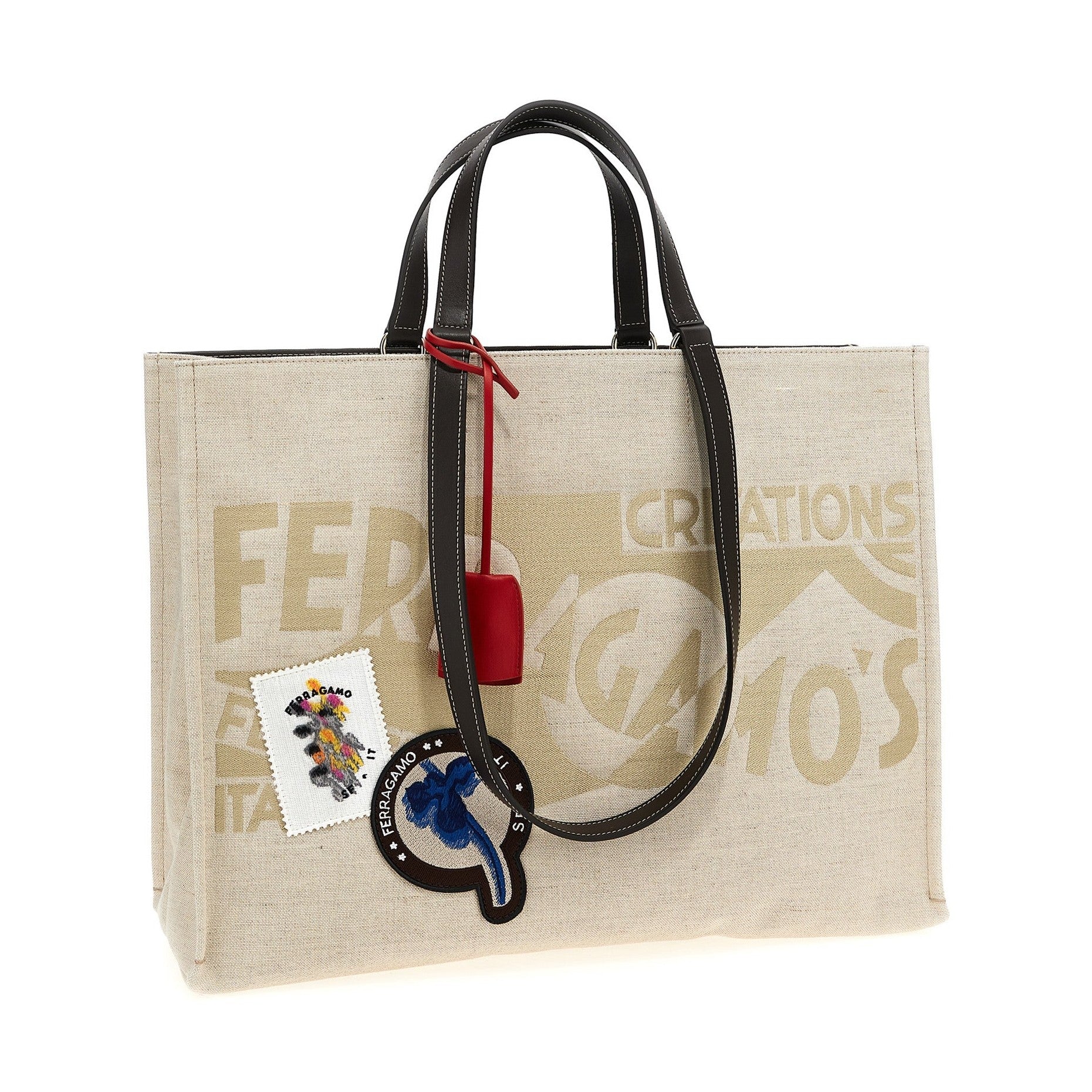 Ferragamo Beige Fabric Tote Bag