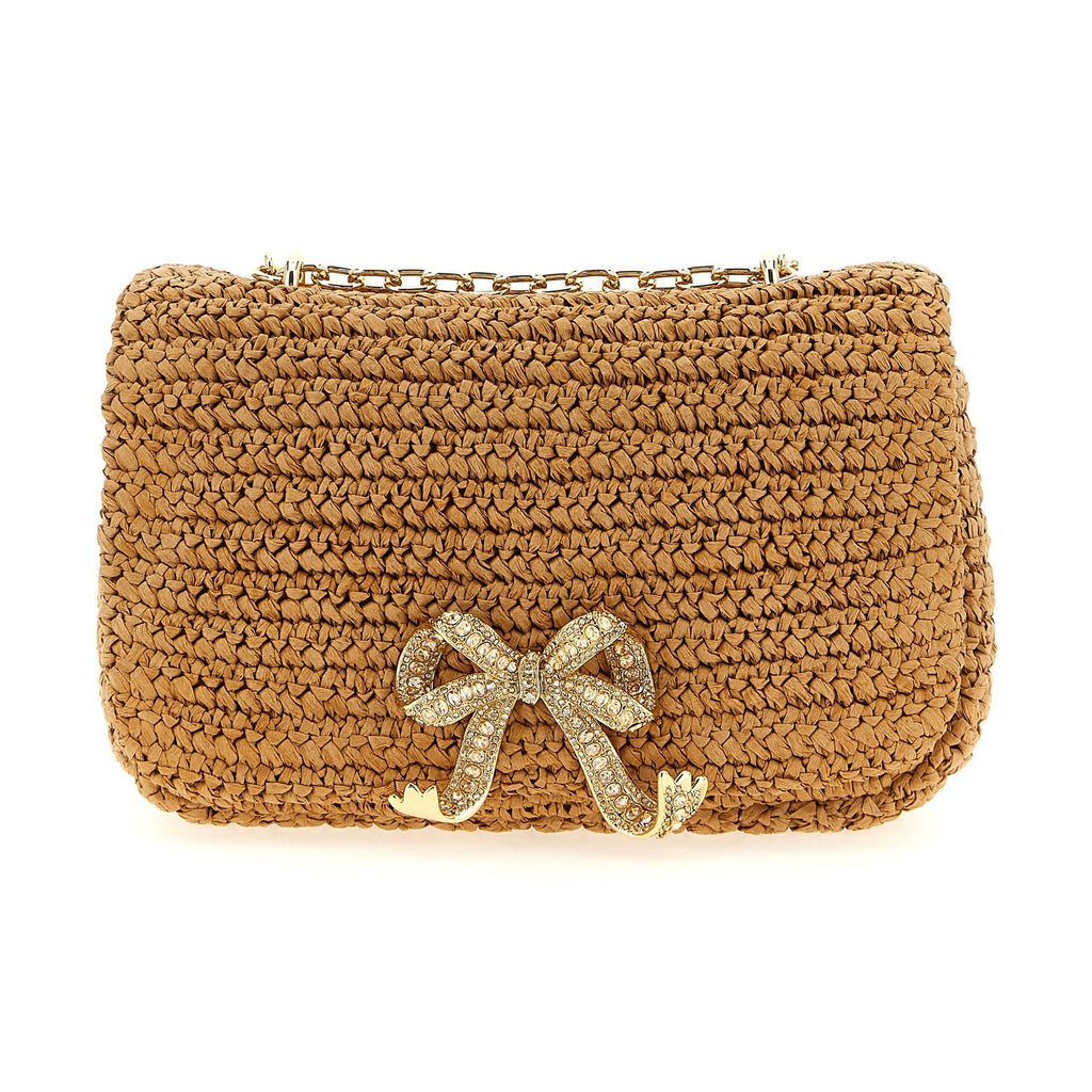 Self-Portrait Beige Raffia Shoulder Bag