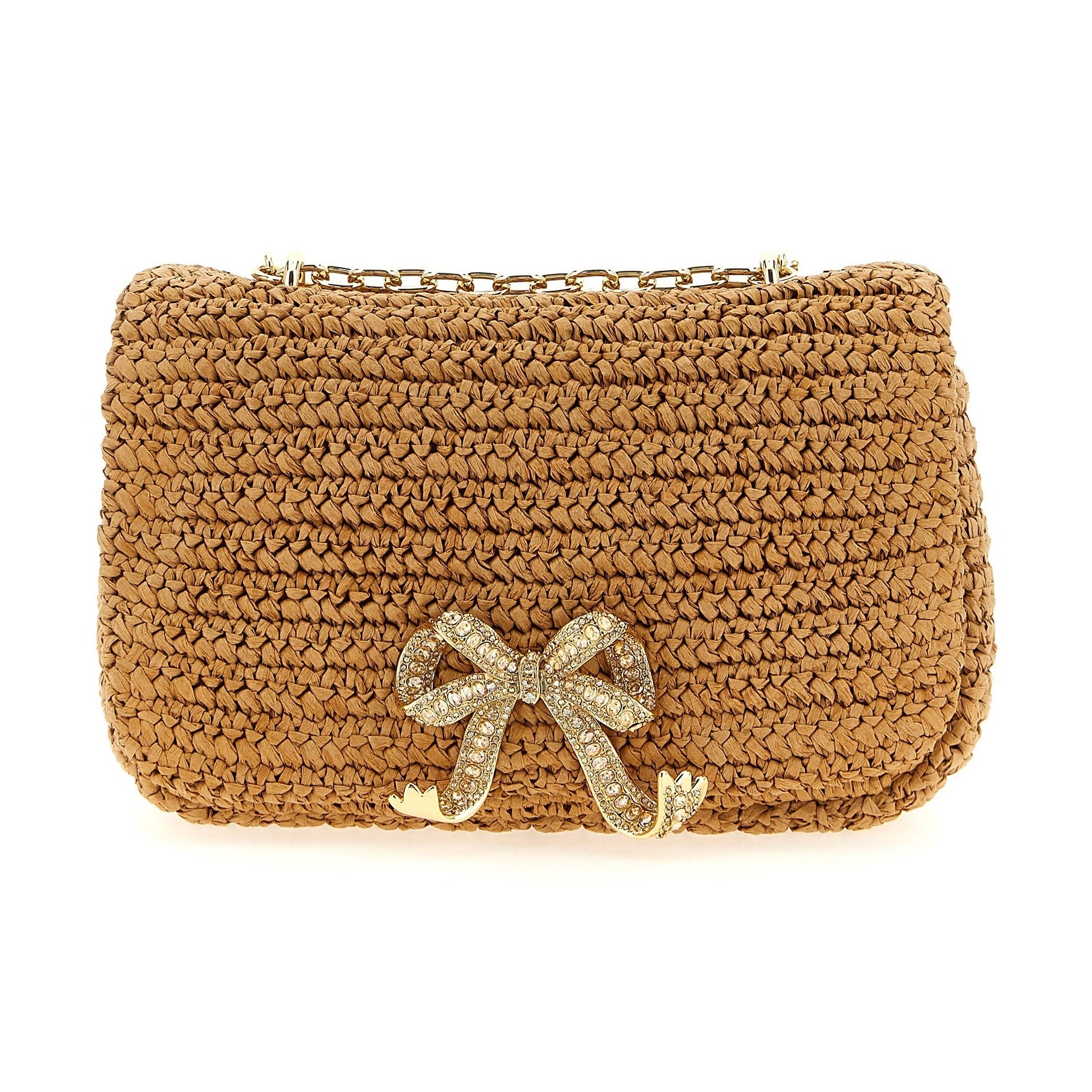 Self-Portrait Beige Raffia Shoulder Bag