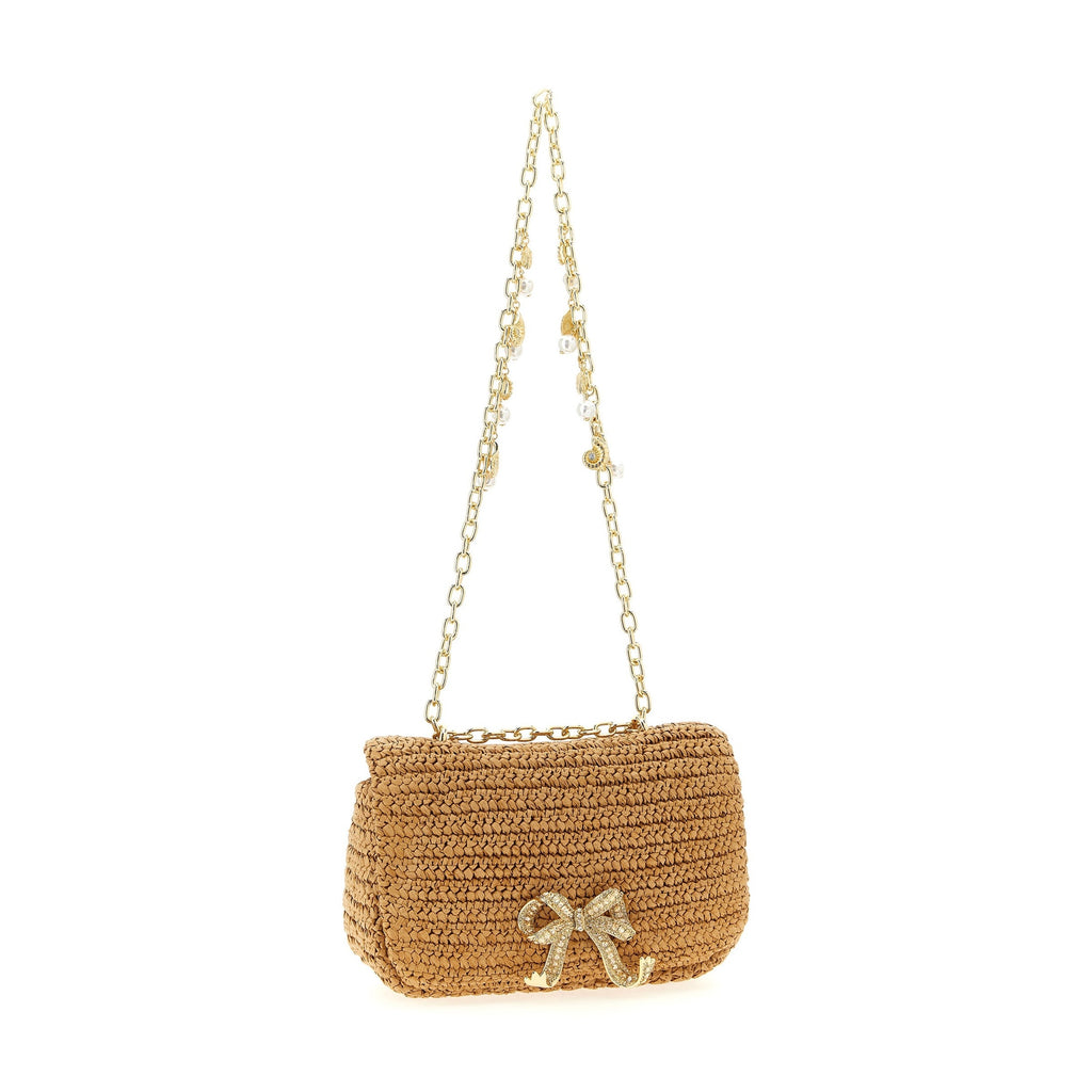Self-Portrait Beige Raffia Shoulder Bag