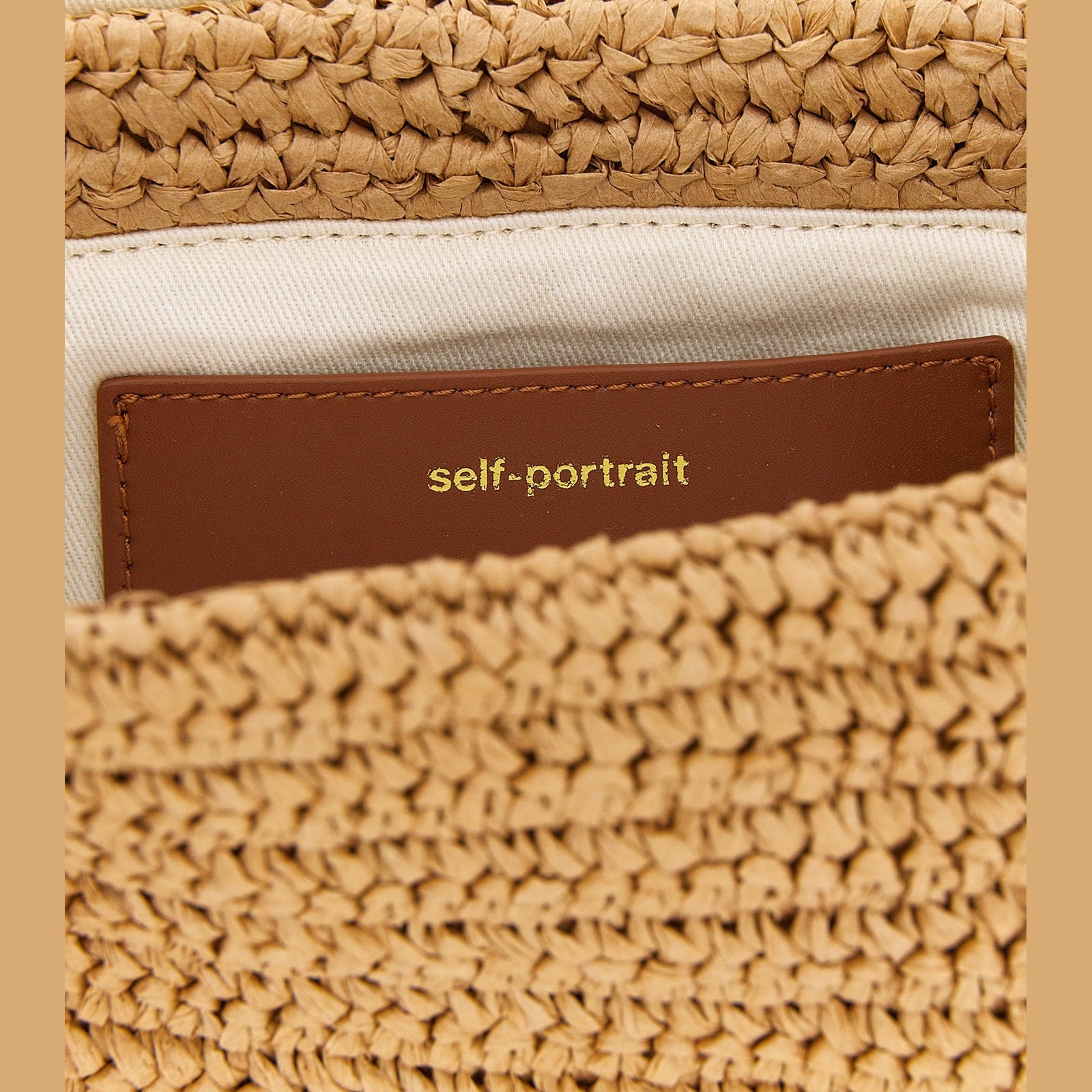 Self-Portrait Beige Raffia Shoulder Bag