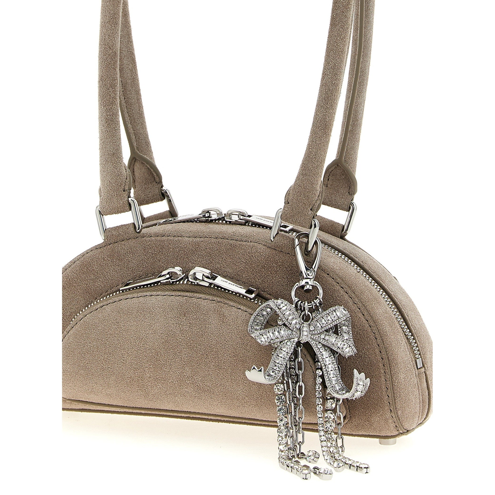Self-Portrait Gray Lamb Leather Shoulder Bag