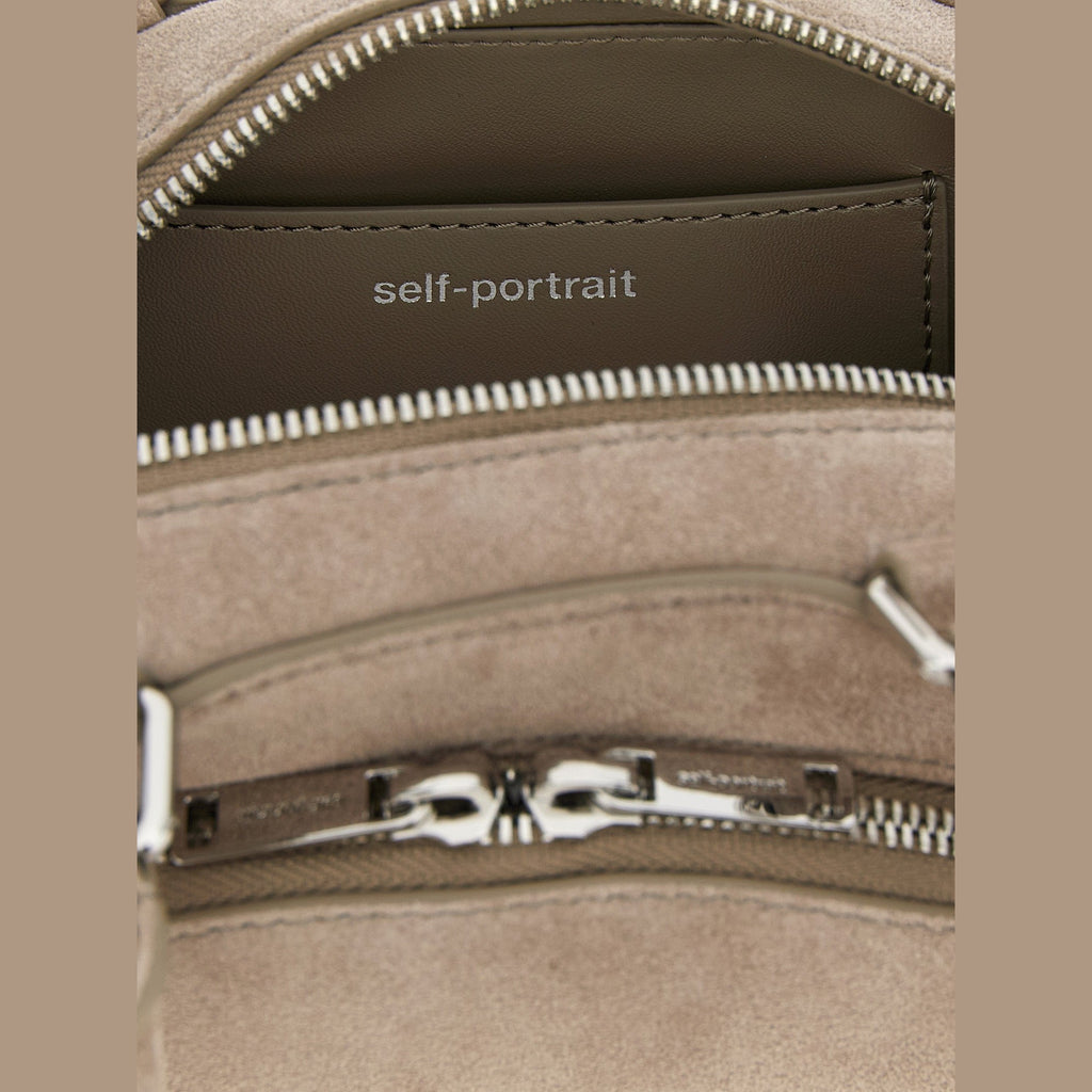 Self-Portrait Gray Lamb Leather Shoulder Bag