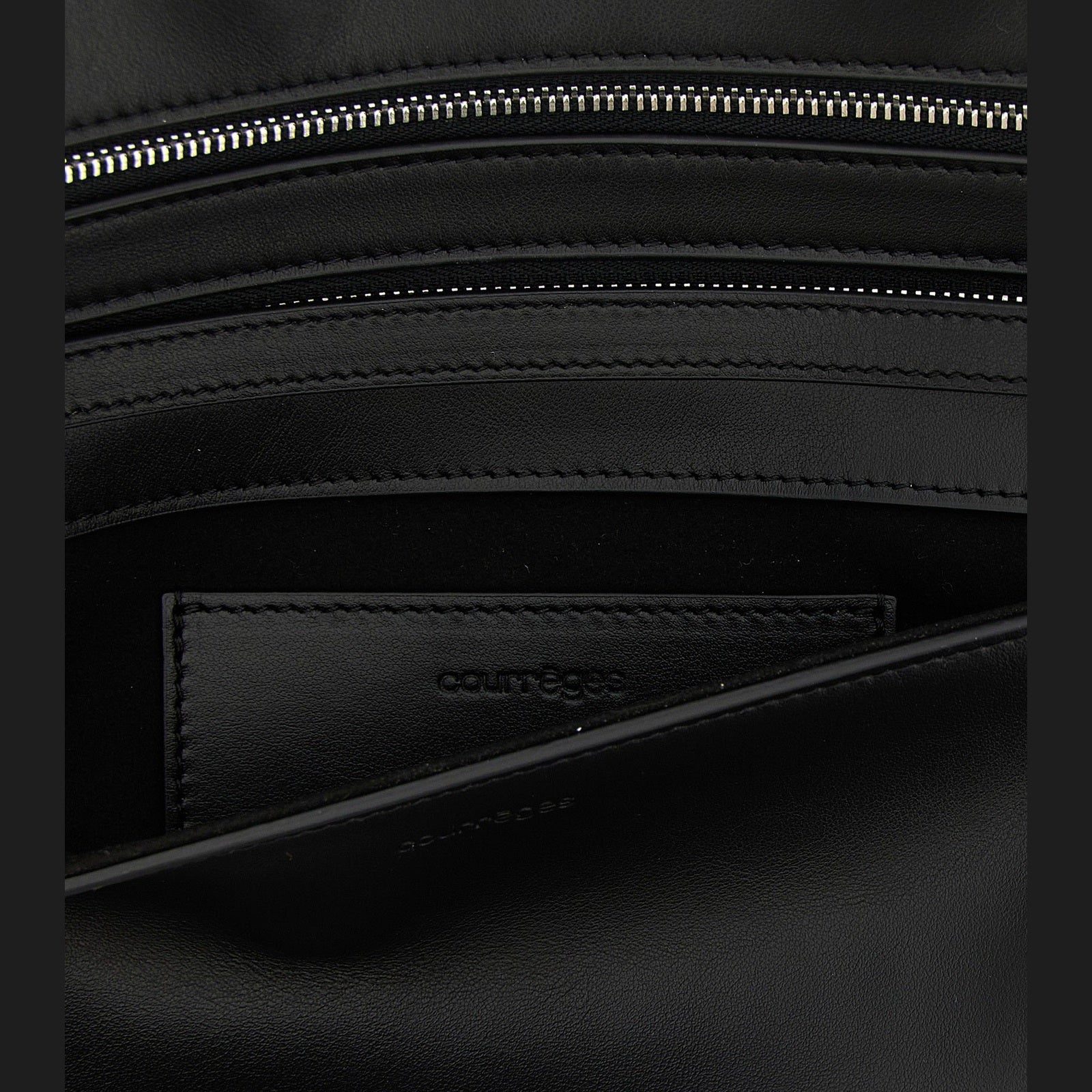 Courrèges Black Cowhide Clutch Bag
