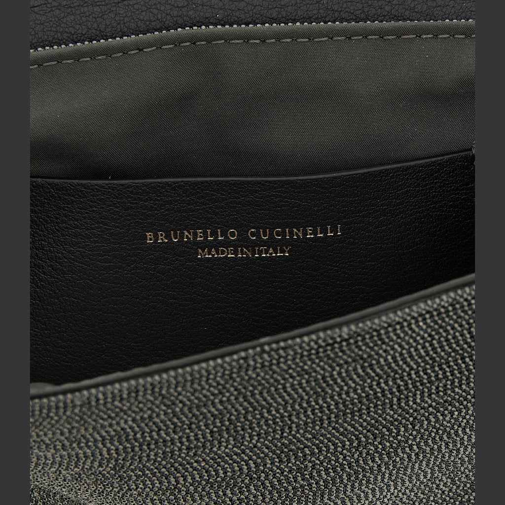 Brunello Cucinelli Black Leather Clutch Bag