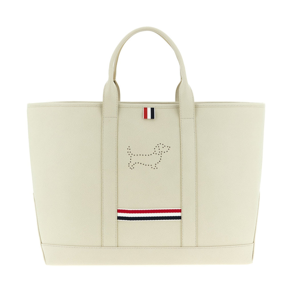 Thom Browne White Calfskin Tote Bag