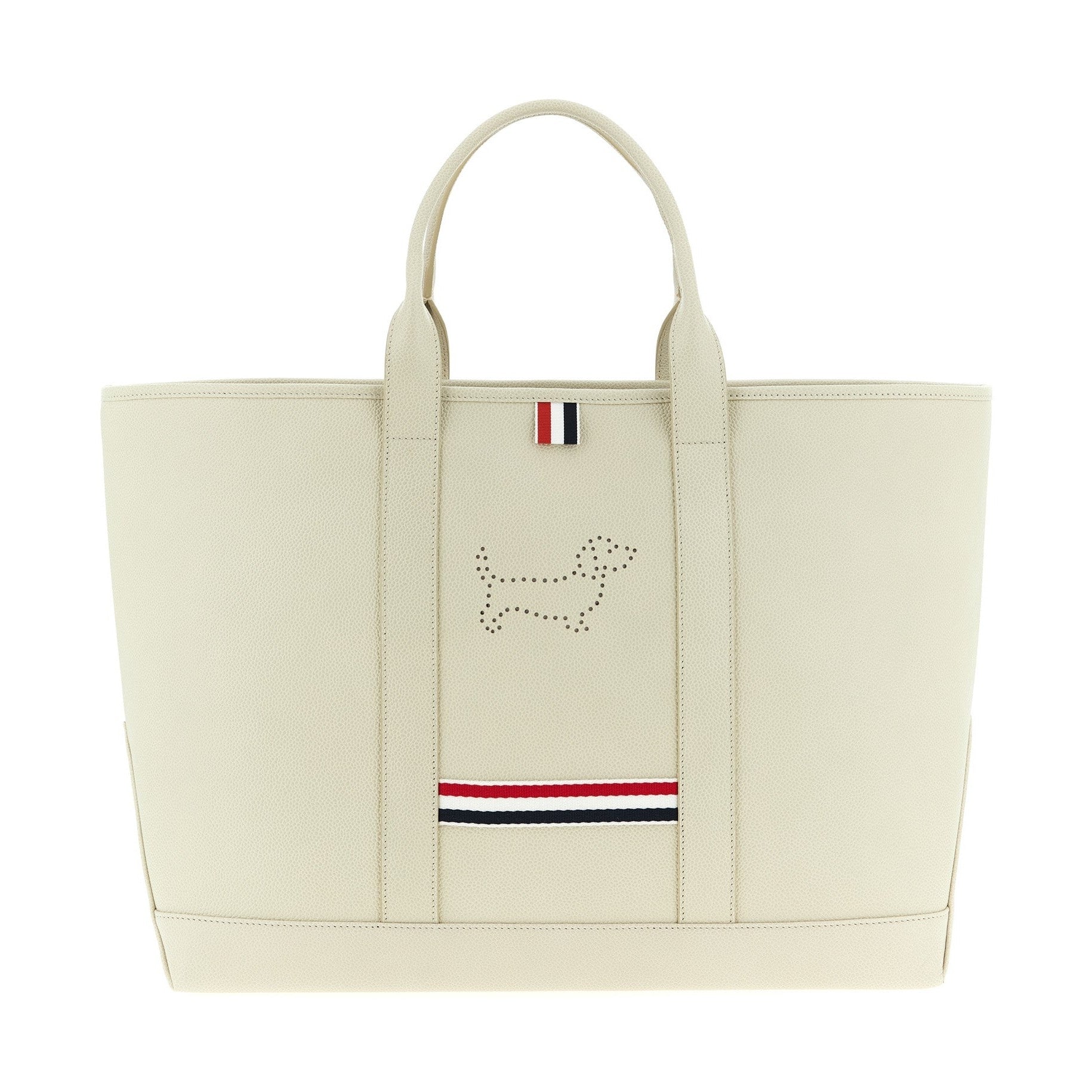 Thom Browne White Calfskin Tote Bag