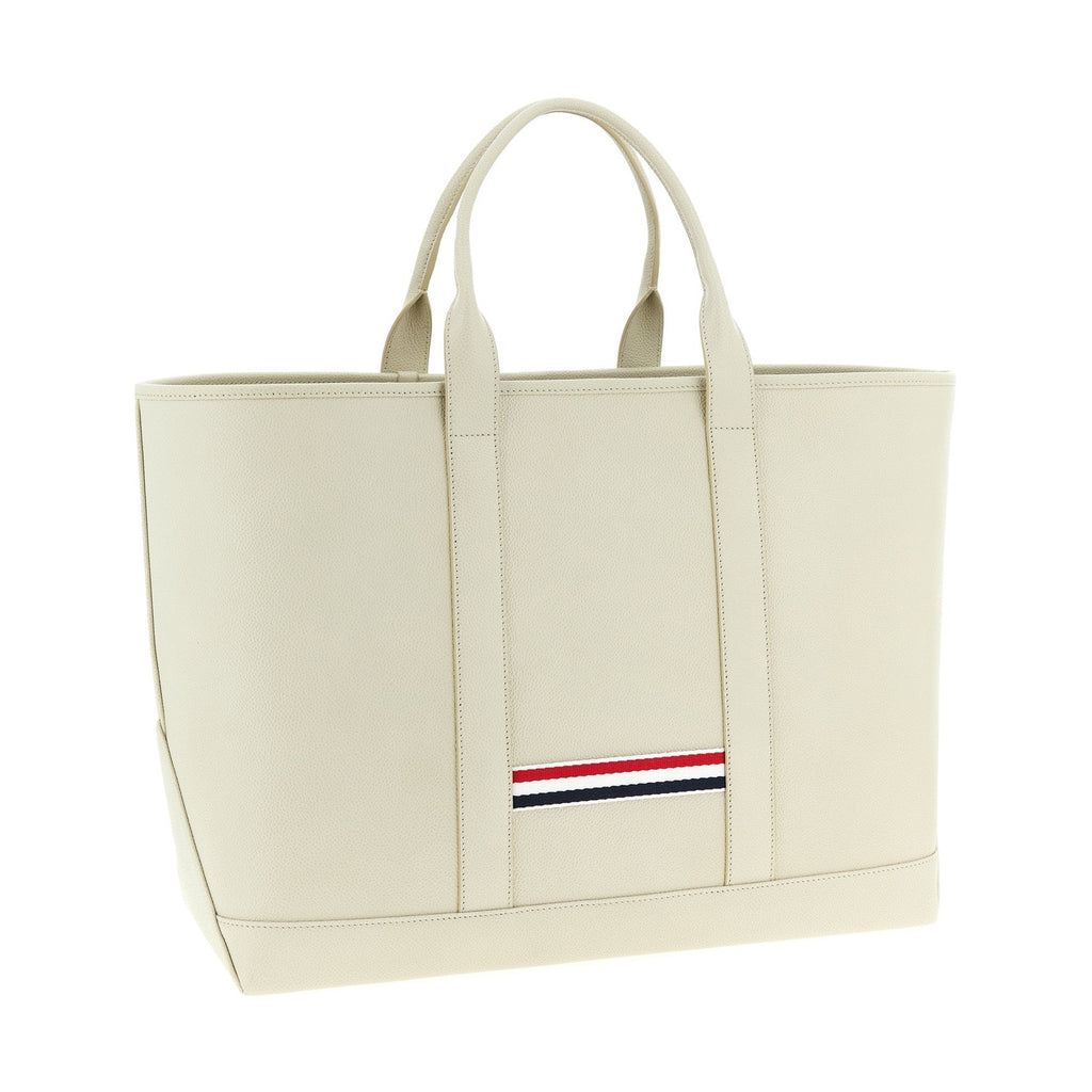Thom Browne White Calfskin Tote Bag