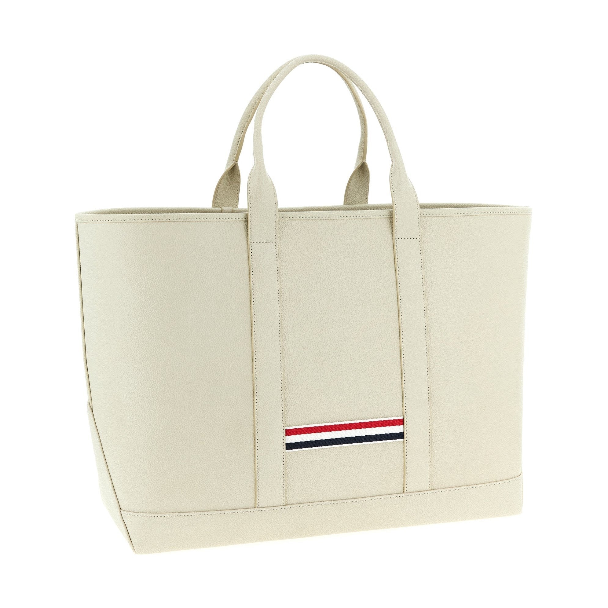 Thom Browne White Calfskin Tote Bag