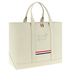 Thom Browne White Calfskin Tote Bag