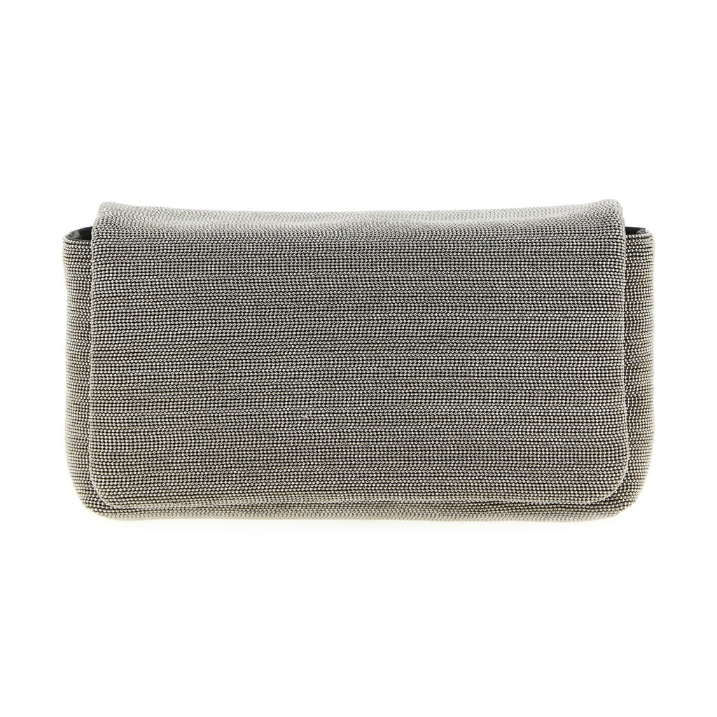 Brunello Cucinelli Silver Leather Clutch Bag