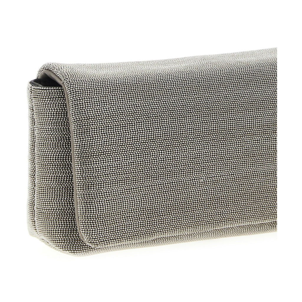 Brunello Cucinelli Silver Leather Clutch Bag