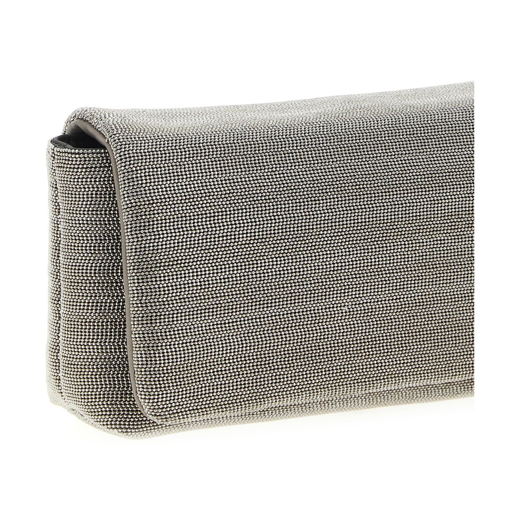 Brunello Cucinelli Silver Leather Clutch Bag