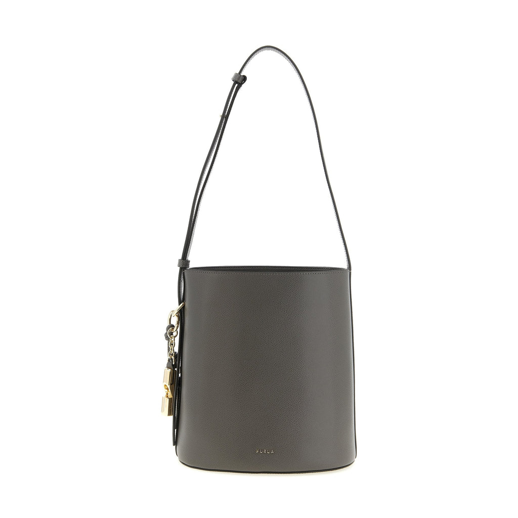 Furla Gray Calfskin Shoulder Bag
