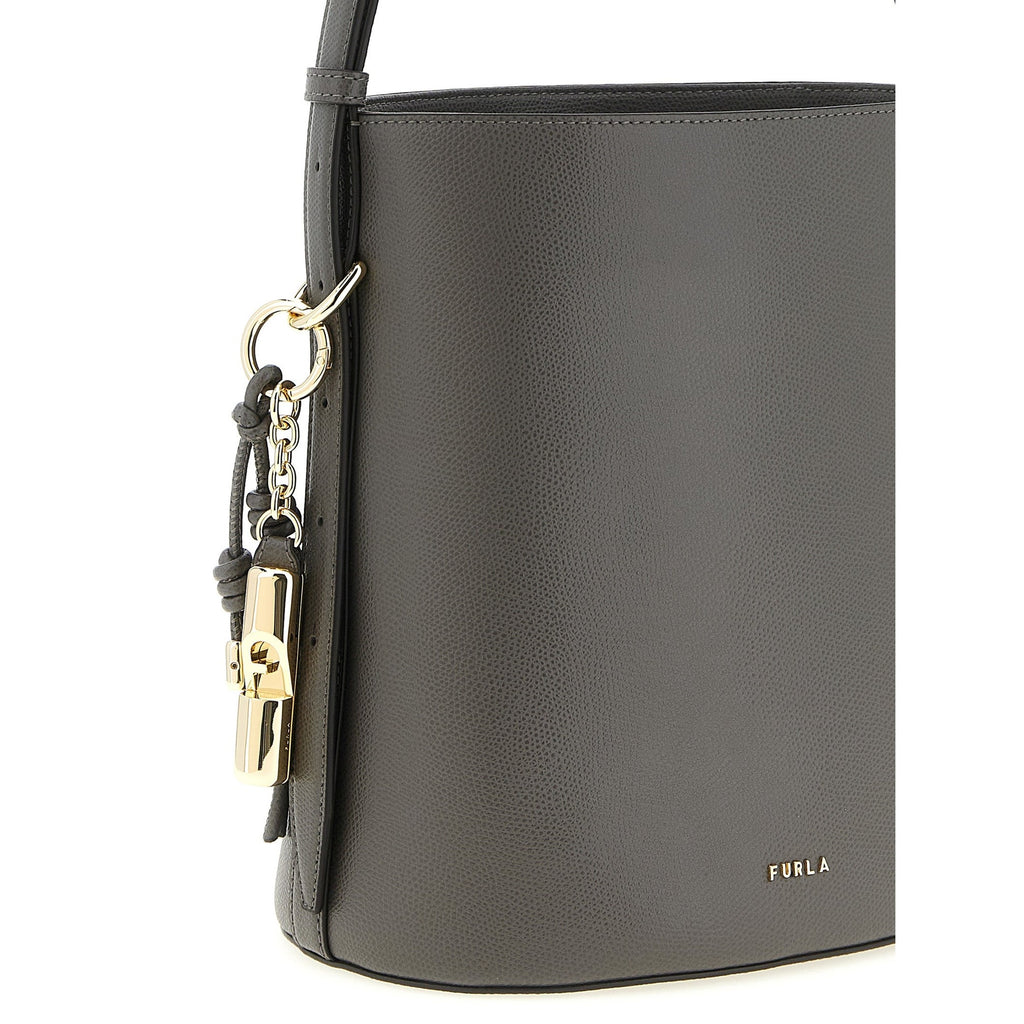 Furla Gray Calfskin Shoulder Bag