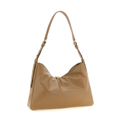 Beige Calfskin Shoulder Bag