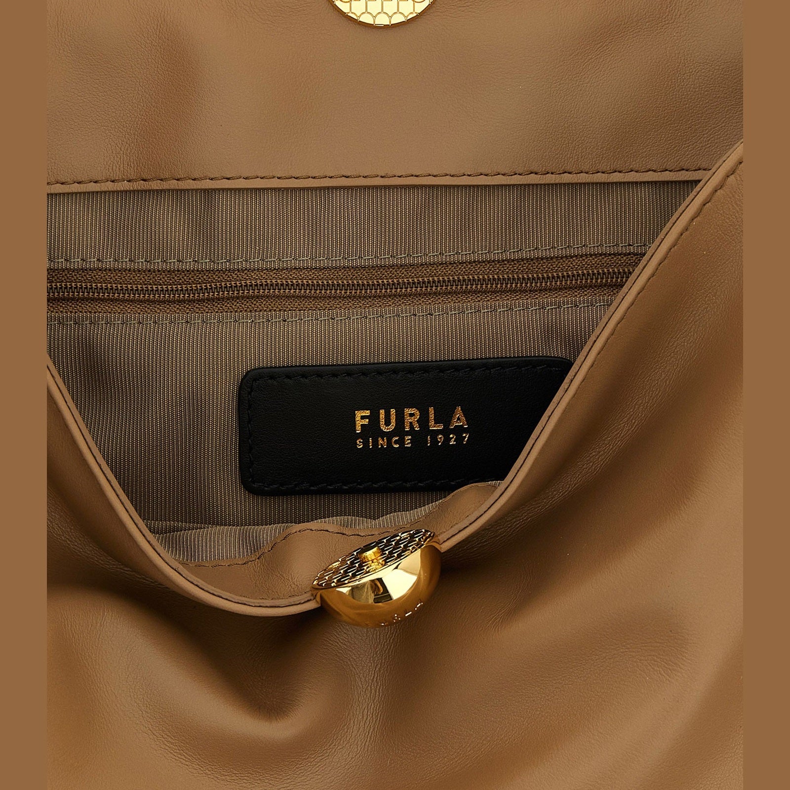 Furla Beige Calfskin Shoulder Bag
