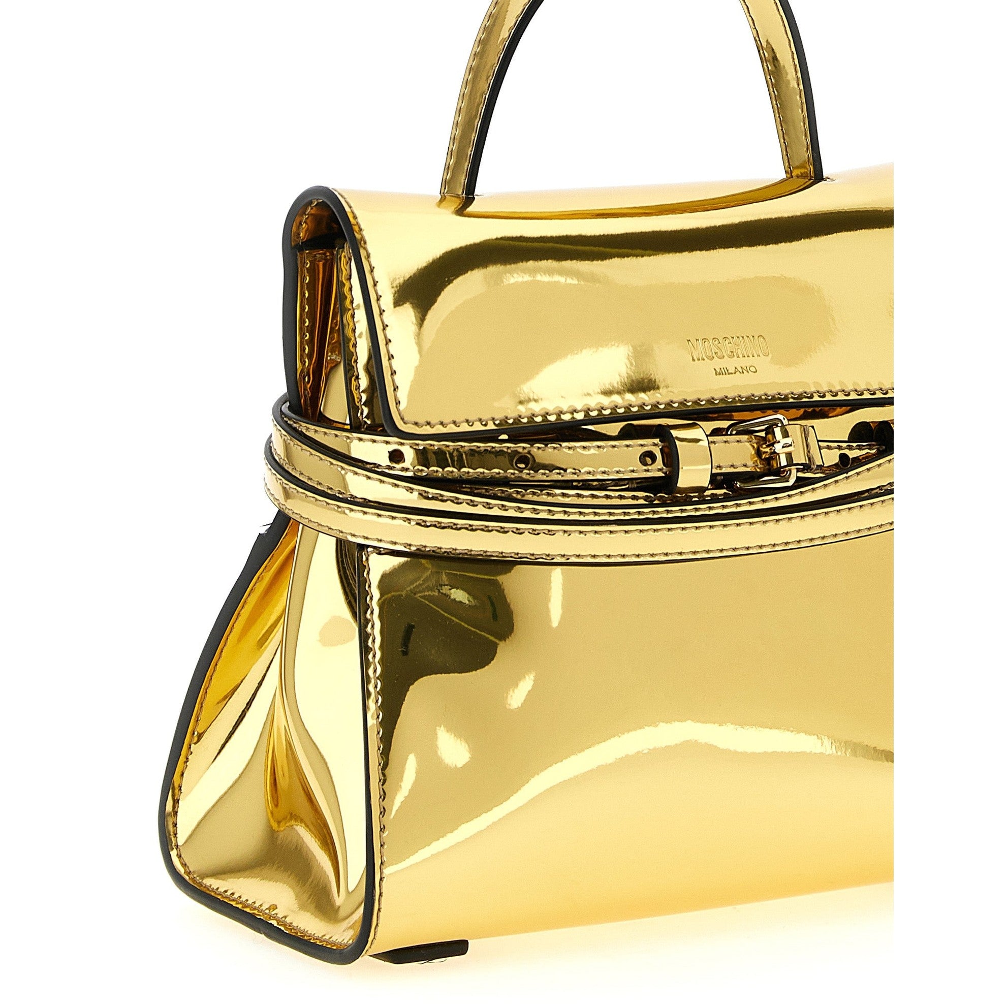 Moschino Gold Polyethylene Handbag