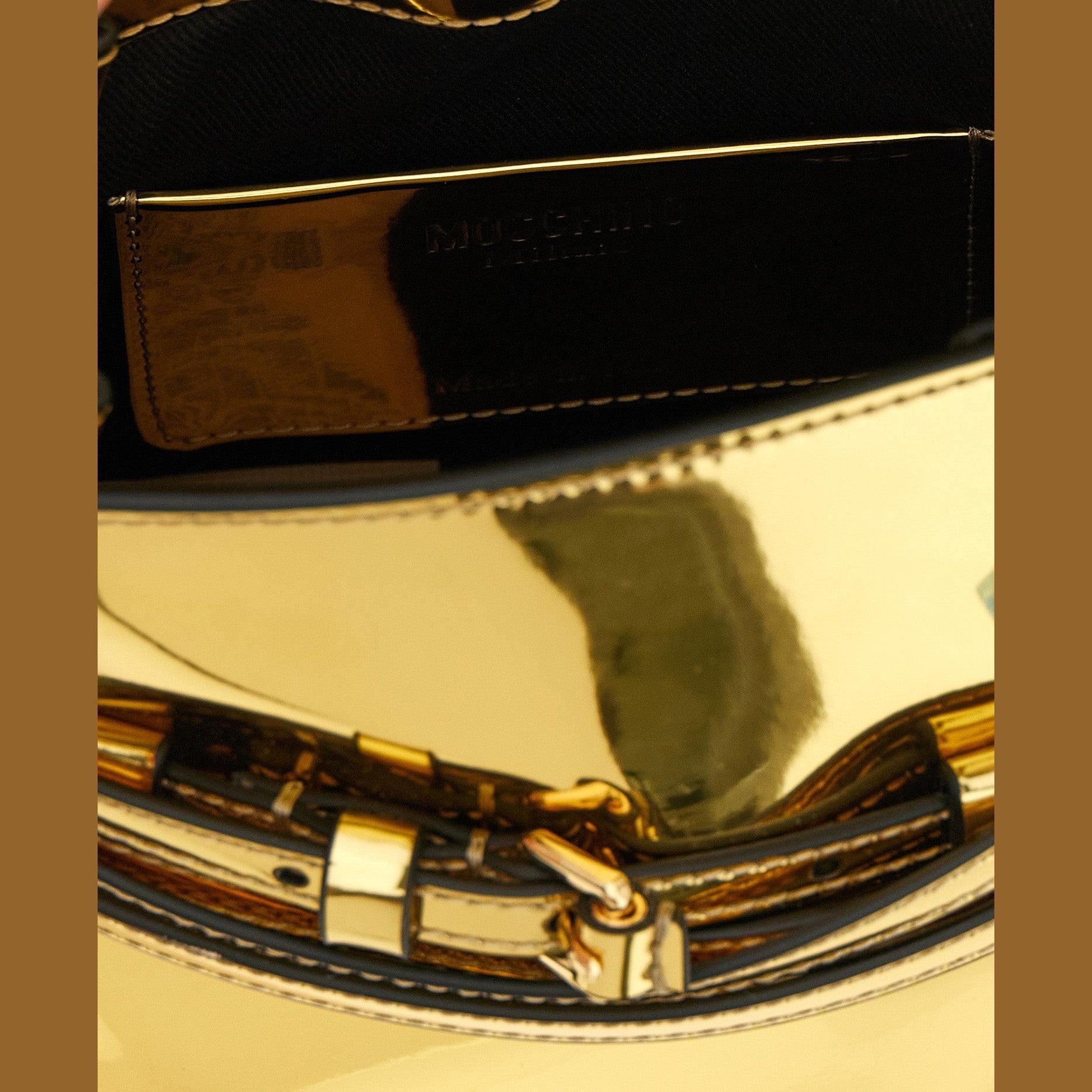 Moschino Gold Polyethylene Handbag