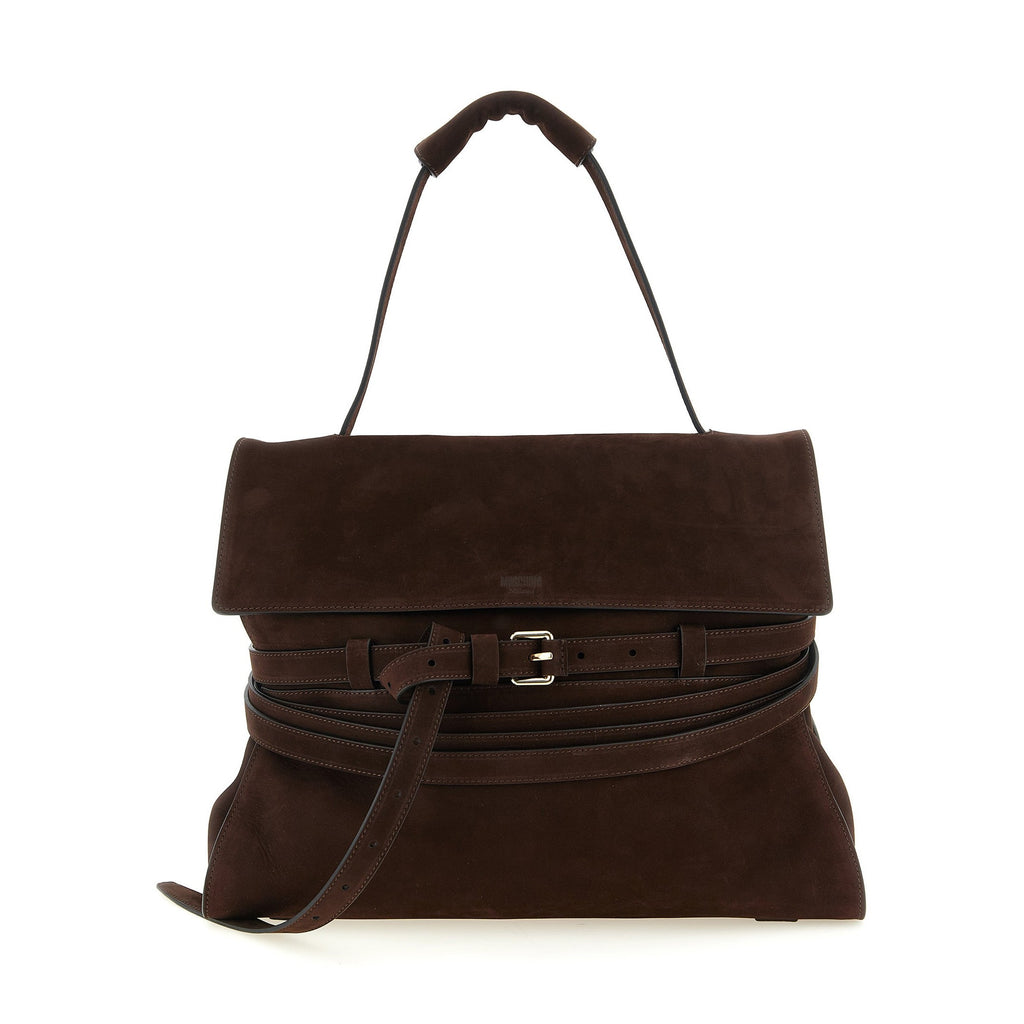 Moschino Brown Calfskin Shoulder Bag