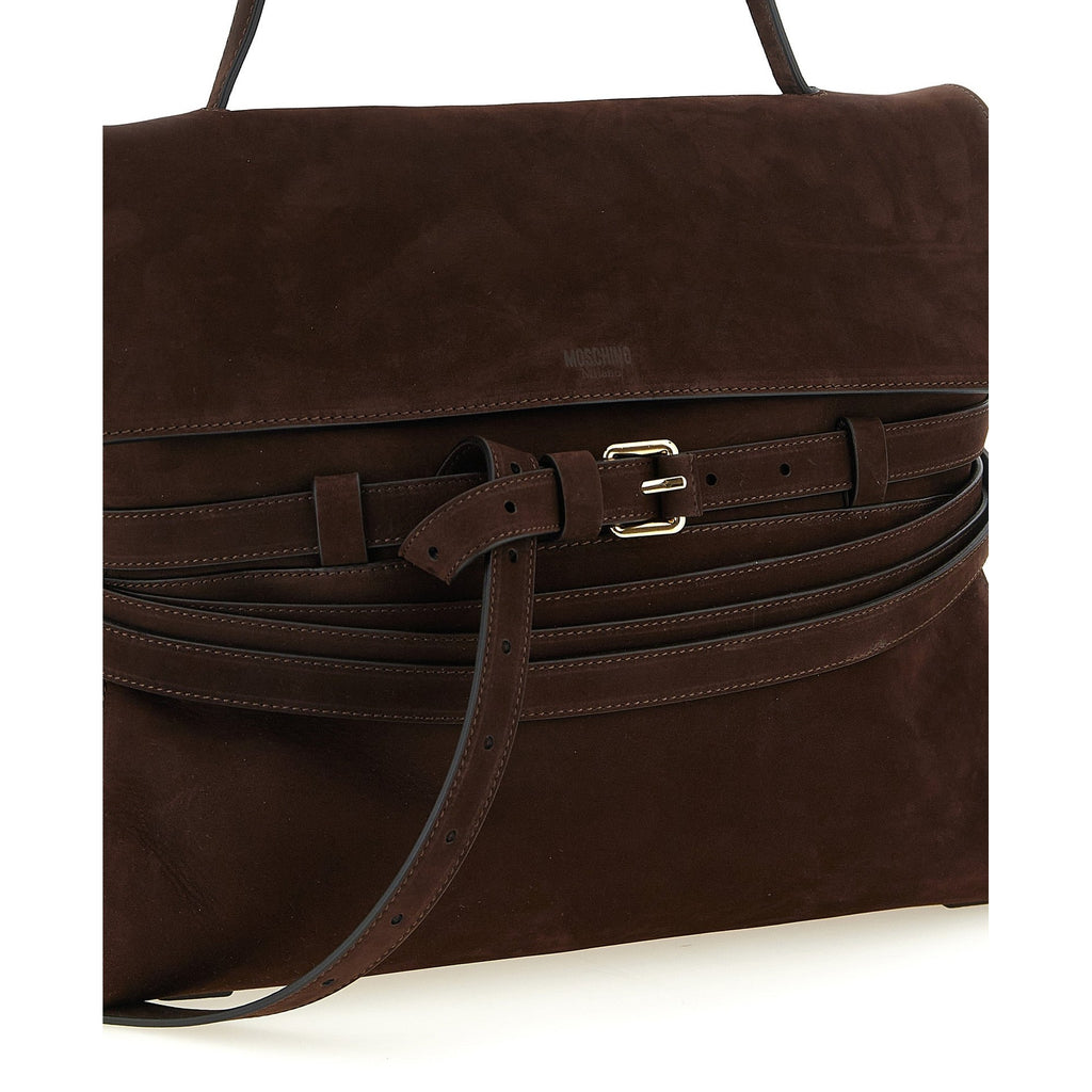Moschino Brown Calfskin Shoulder Bag