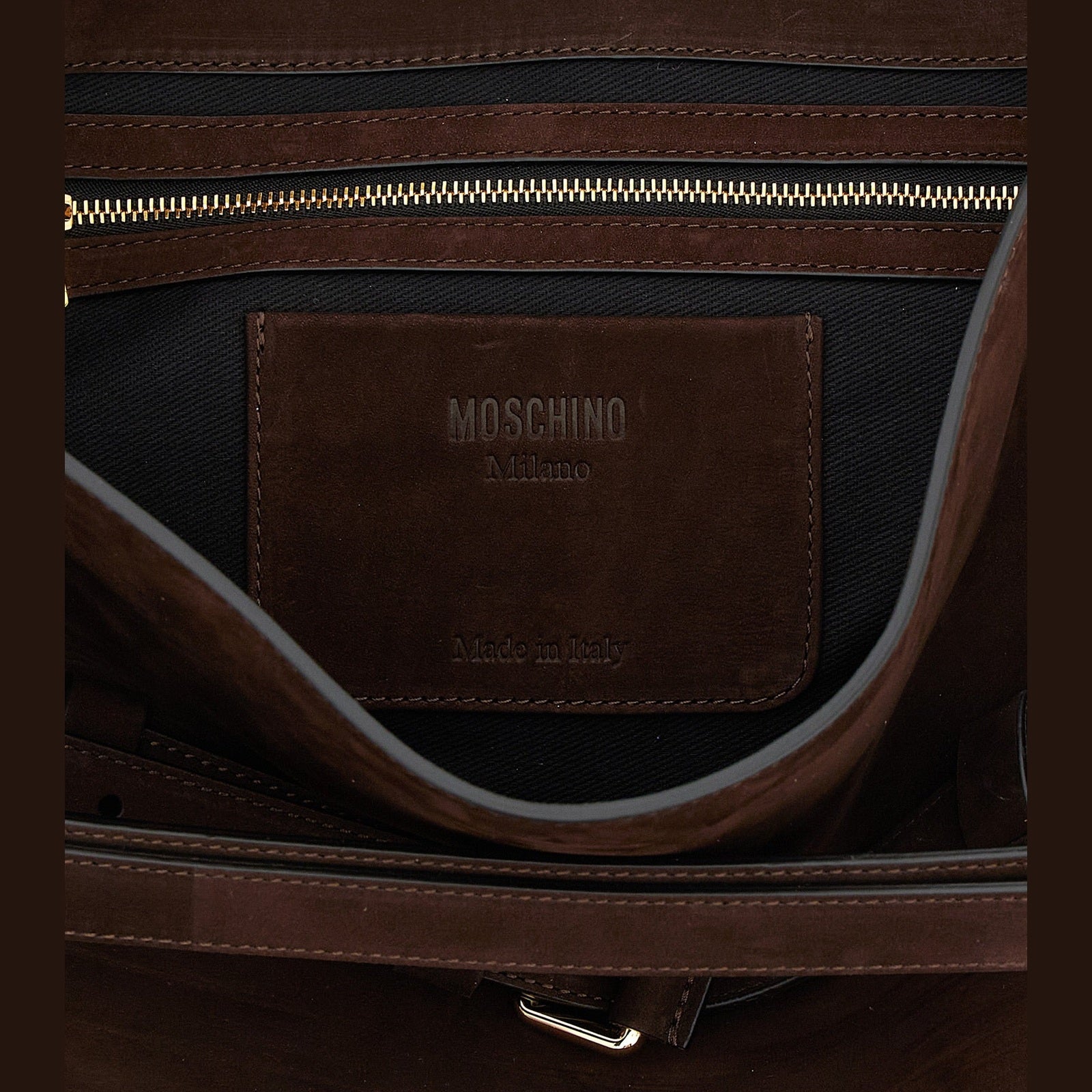 Moschino Brown Calfskin Shoulder Bag