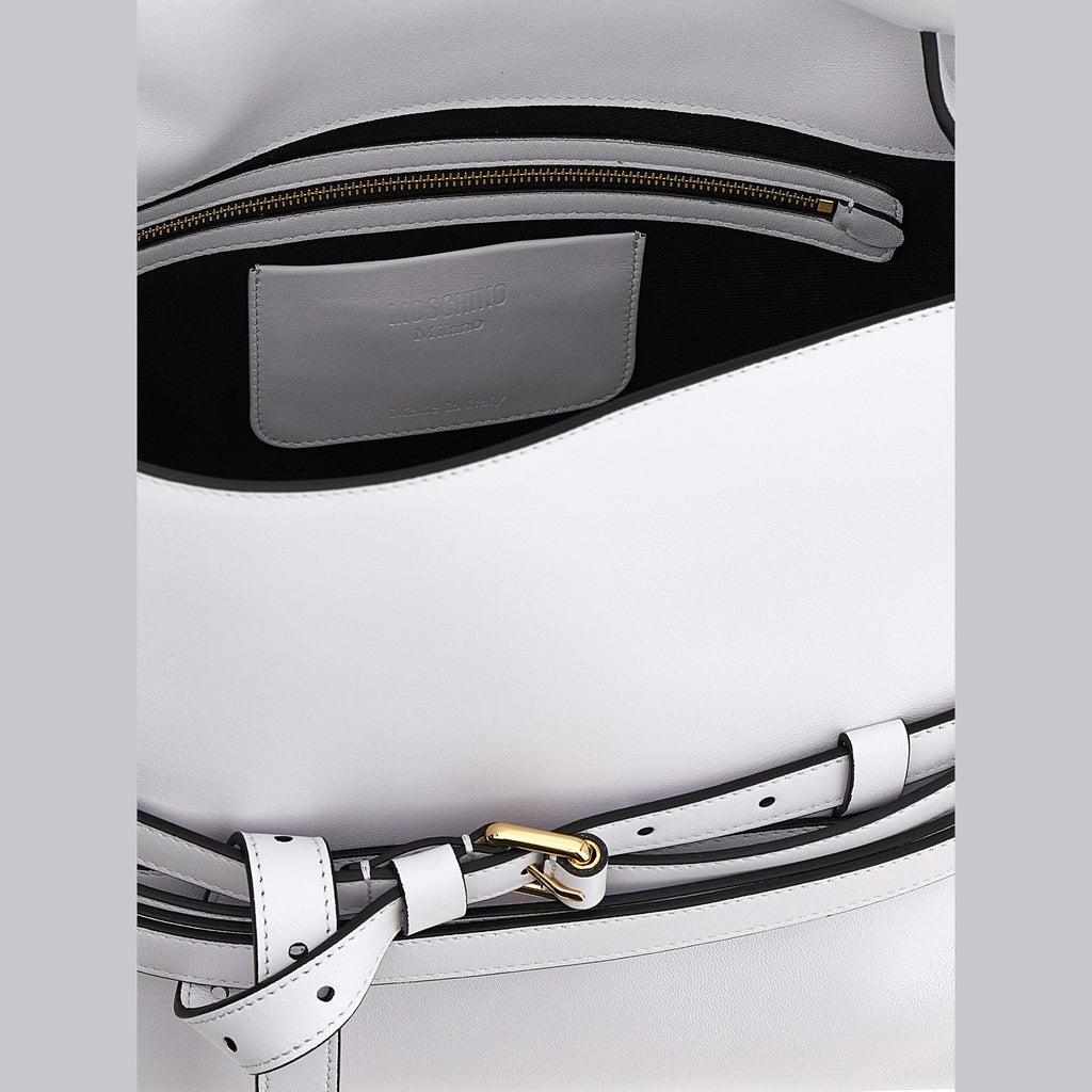 Moschino White Napa Leather / Calf Bos Taurus Shoulder Bag