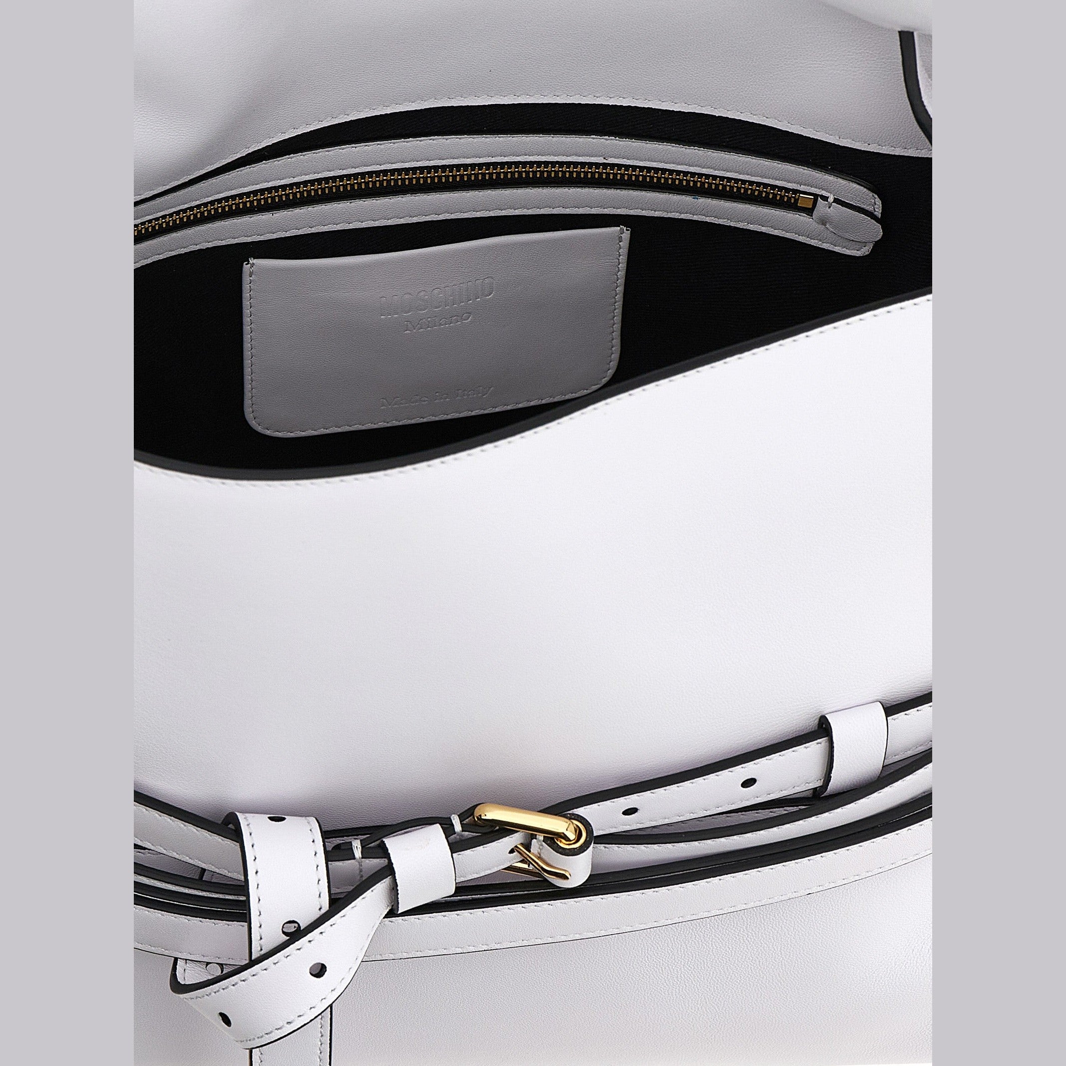 Moschino White Napa Leather / Calf Bos Taurus Shoulder Bag