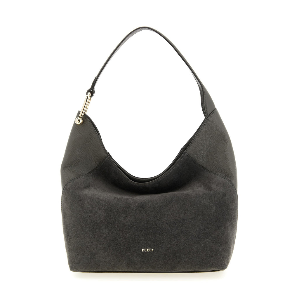 Furla Gray Calfskin Shoulder Bag