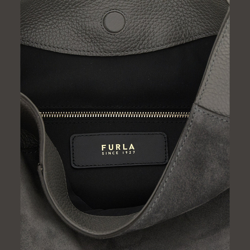 Furla Gray Calfskin Shoulder Bag