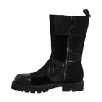 Dolce & Gabbana Black Patchwork Leather Mid Calf Boots Shoes