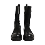 Dolce & Gabbana Black Patchwork Leather Mid Calf Boots Shoes