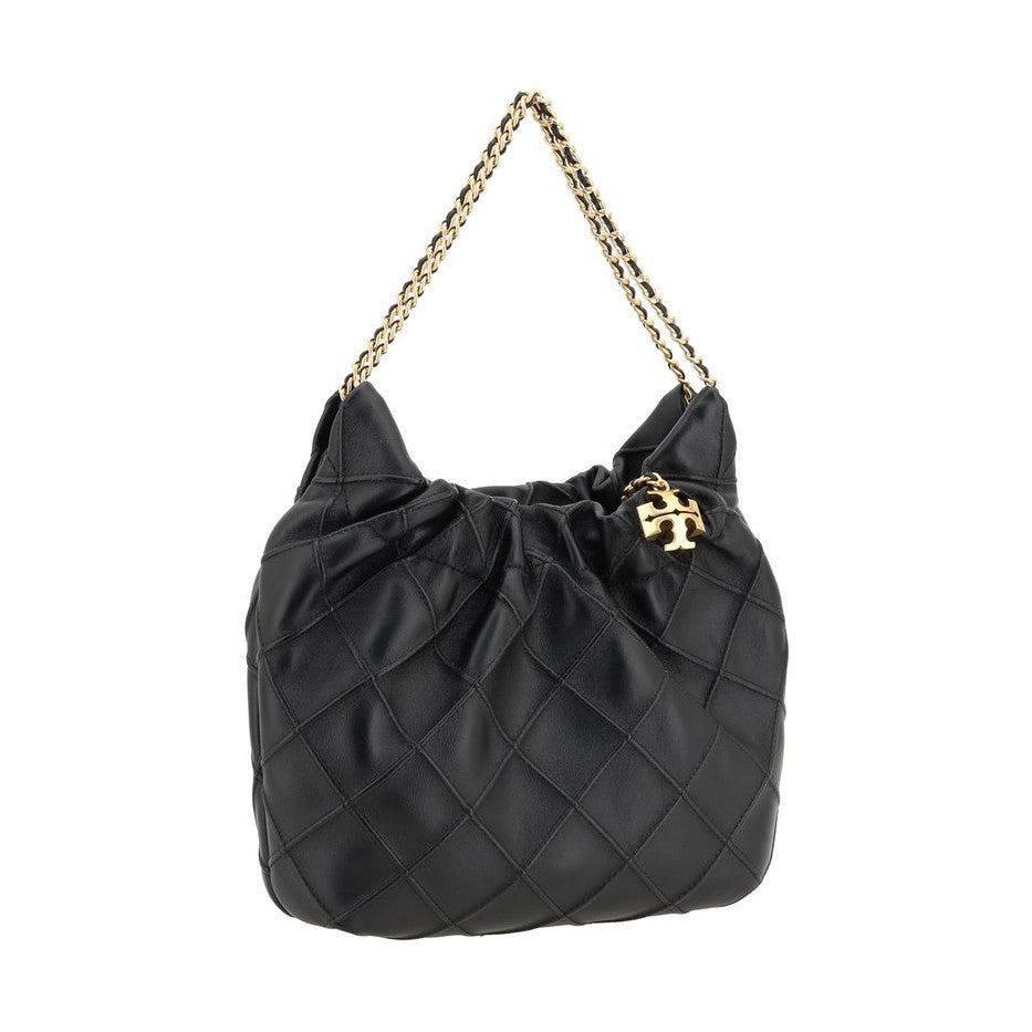 Tory Burch Black Calf Leather Bos Taurus Shoulder Bag