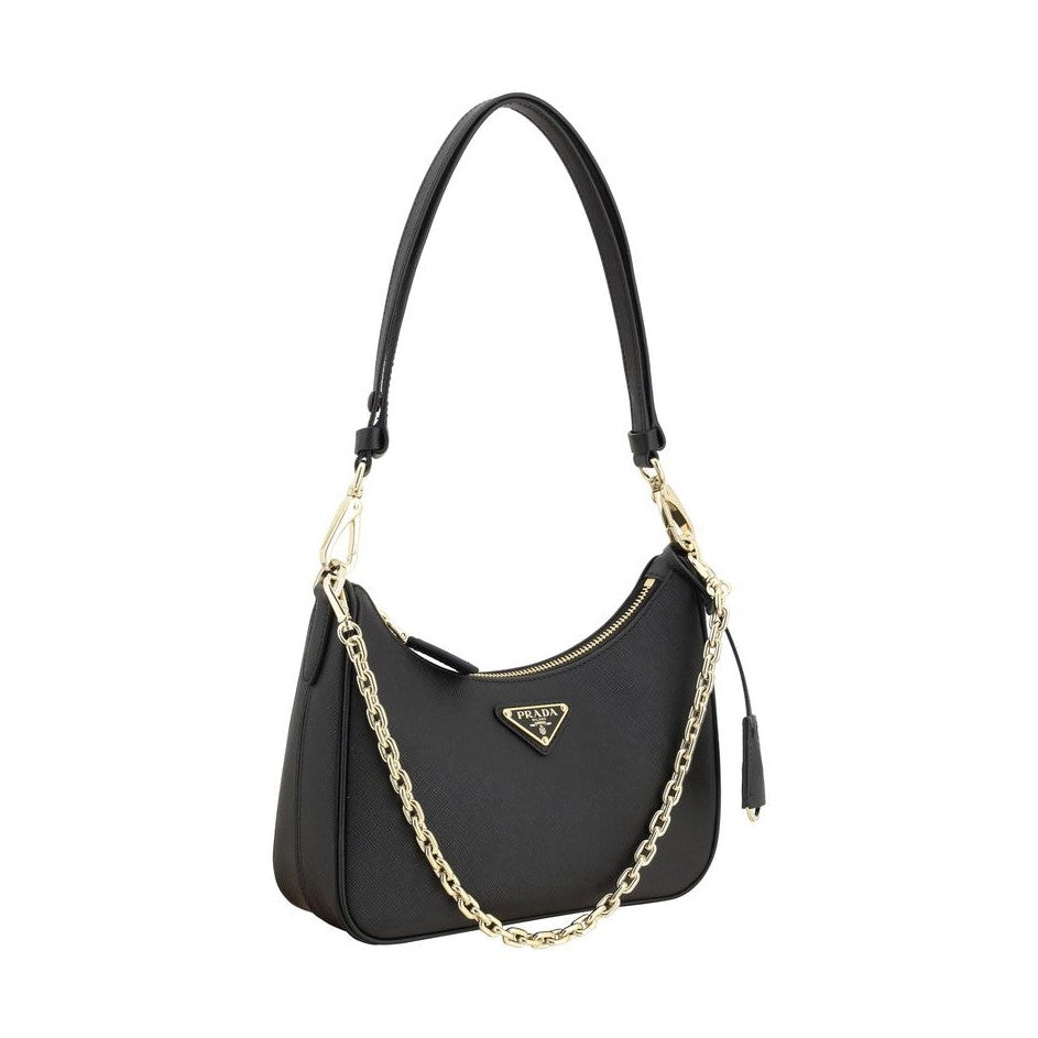 Prada Black Calf Leather Bos Taurus Shoulder Bag