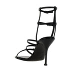 Alexander McQueen Black Lambskin Stiletto Heel Sandals