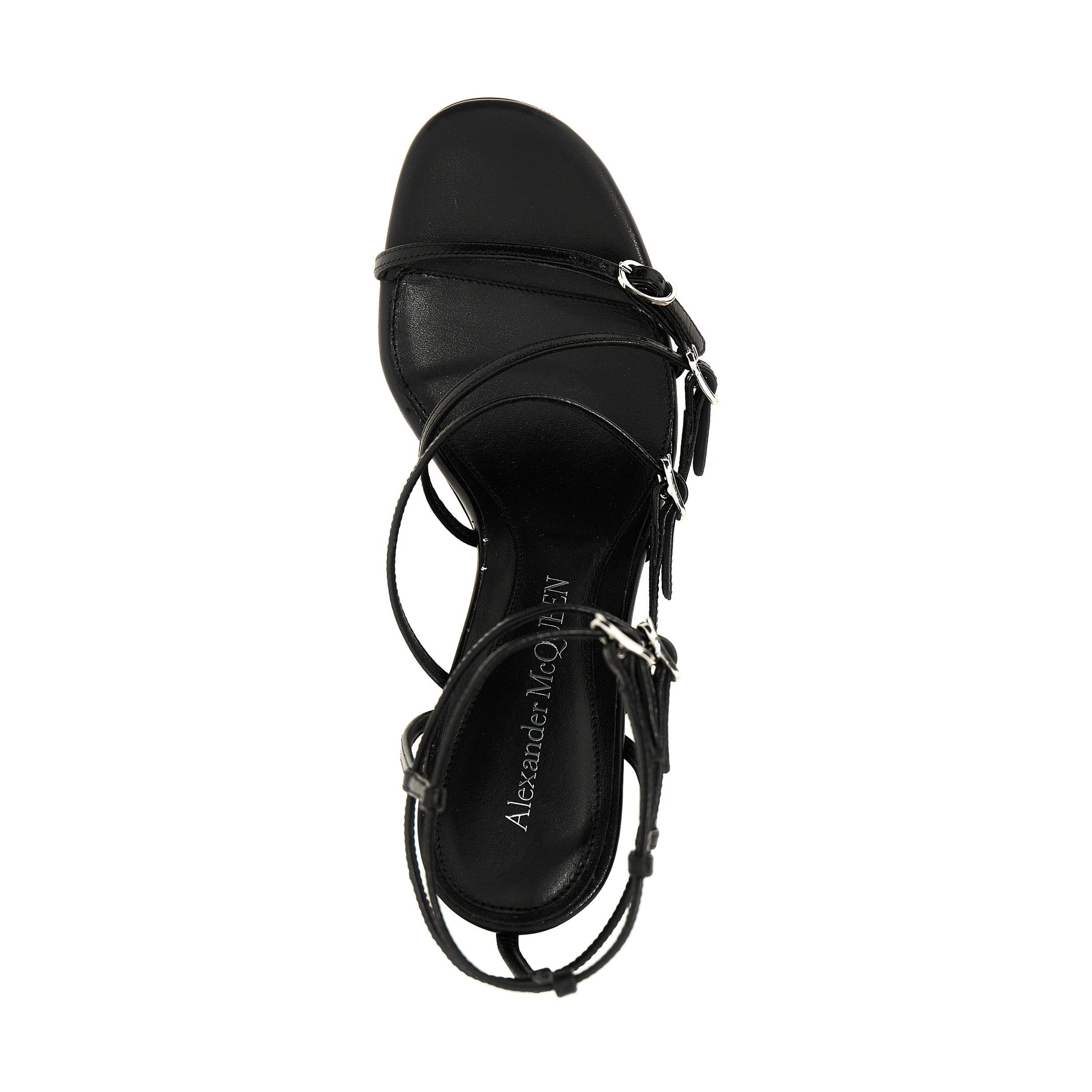 Alexander McQueen Black Lambskin Stiletto Heel Sandals