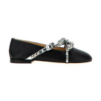 MACH & MACH Black Leather Ballet Flats