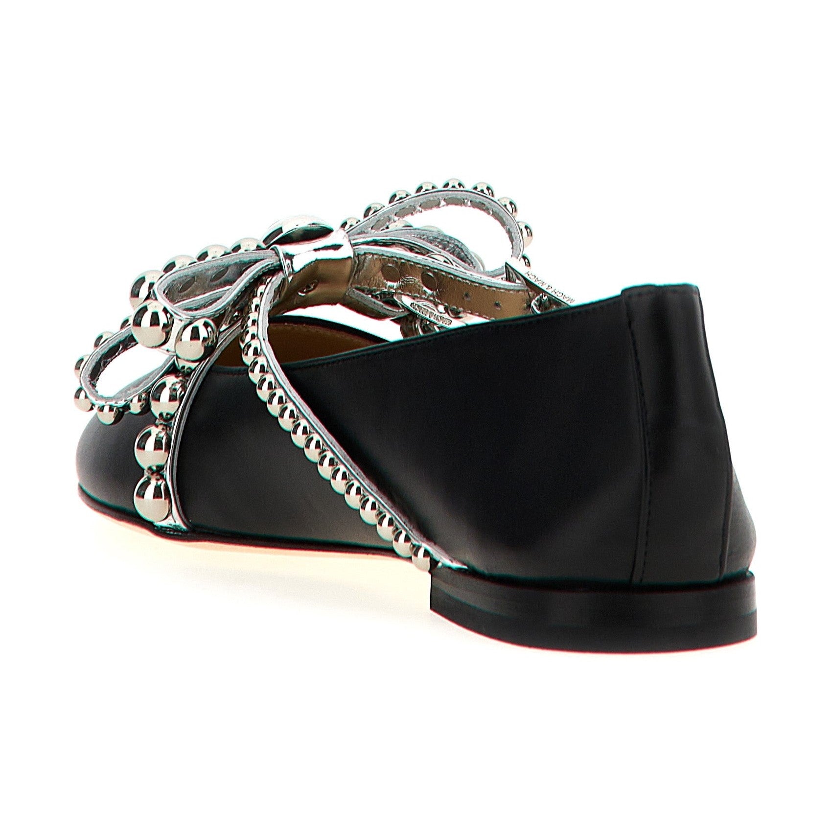 MACH & MACH Black Leather Ballet Flats