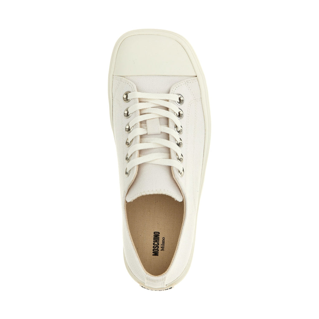 Moschino White Cotton Low Top Sneakers