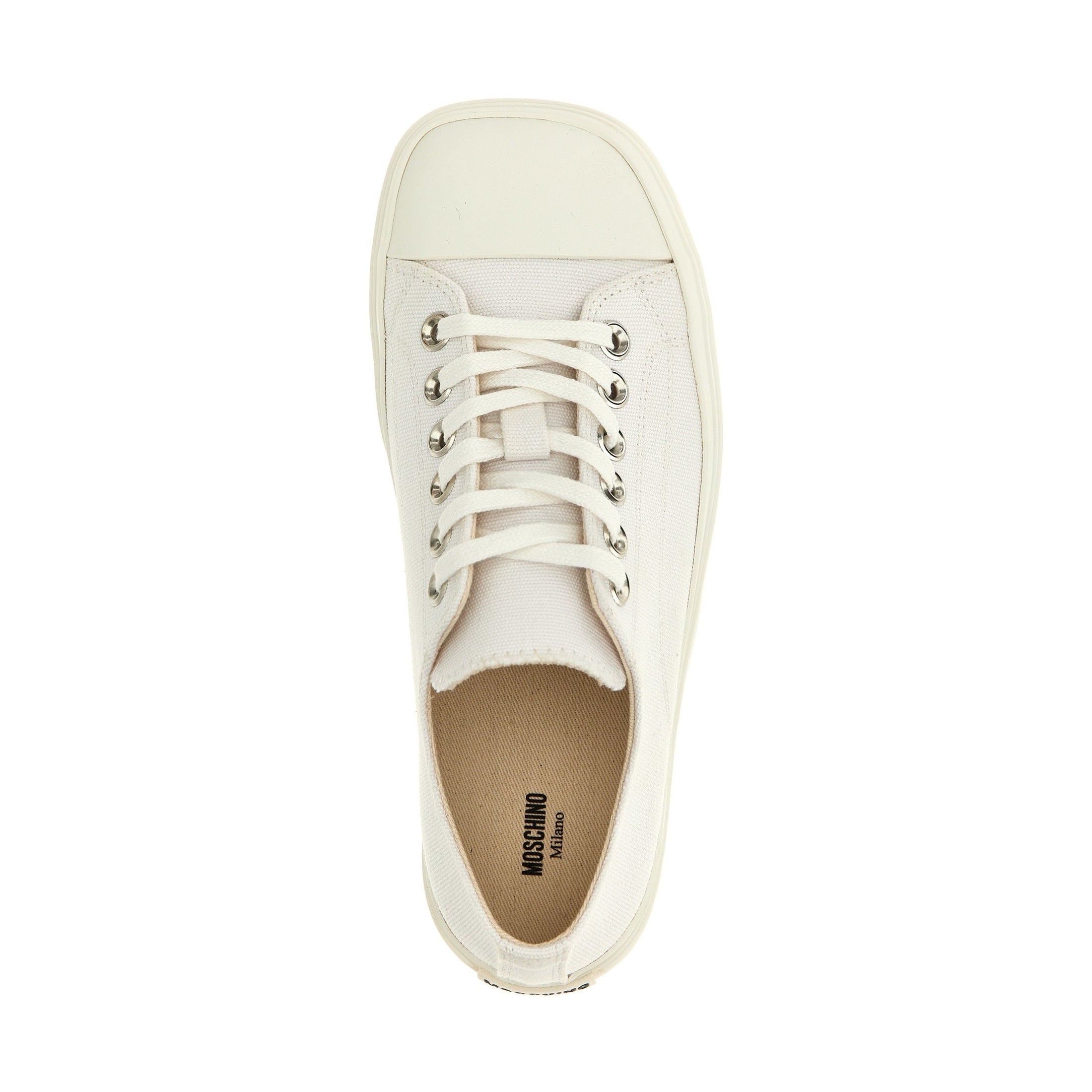 Moschino White Cotton Low Top Sneakers