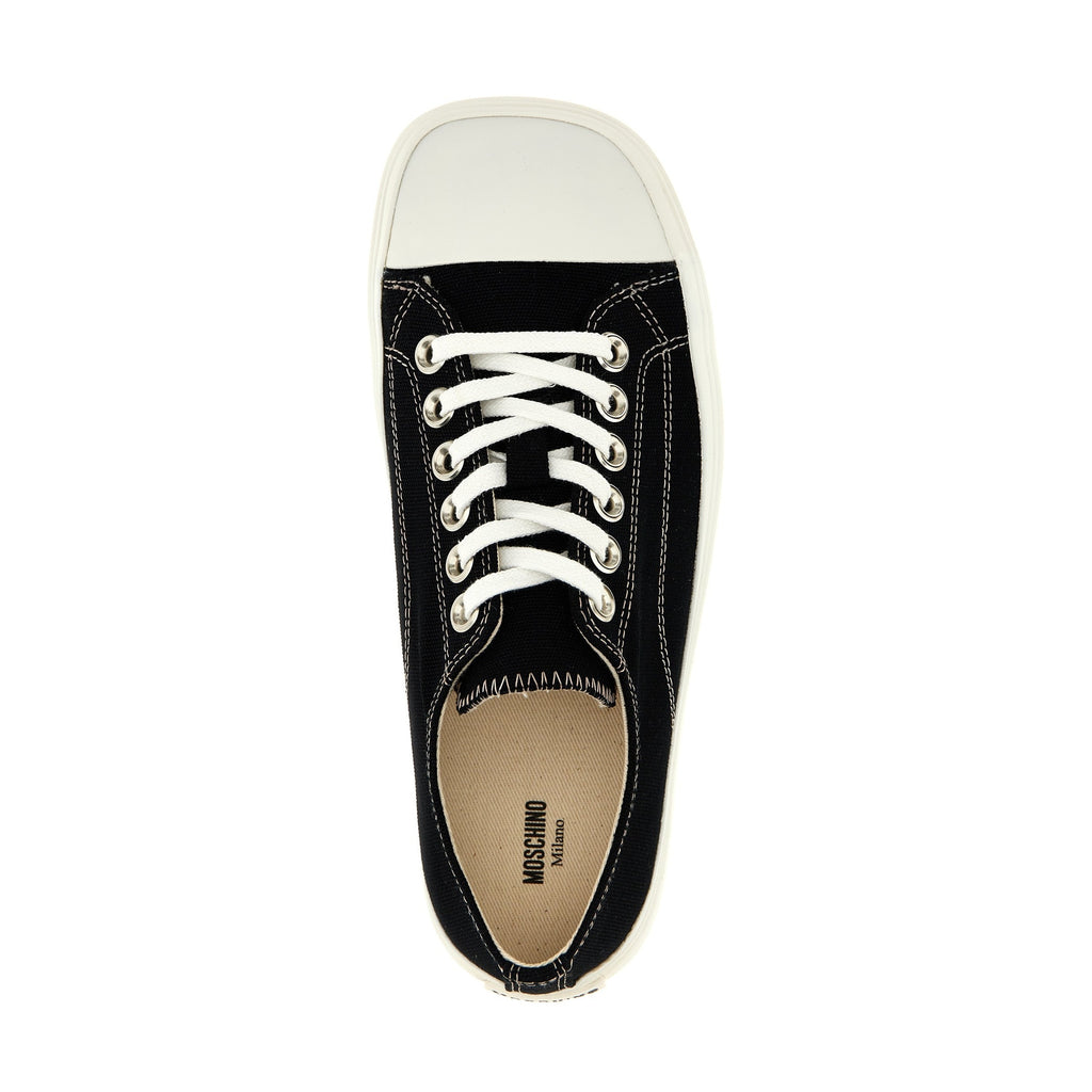 Moschino Black Cotton Low Top Sneakers