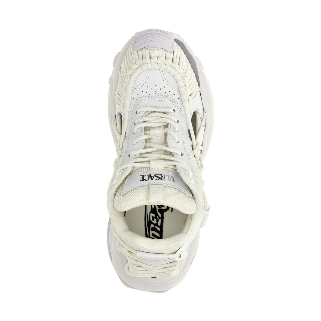 Versace White Calfskin Athletic Sneakers