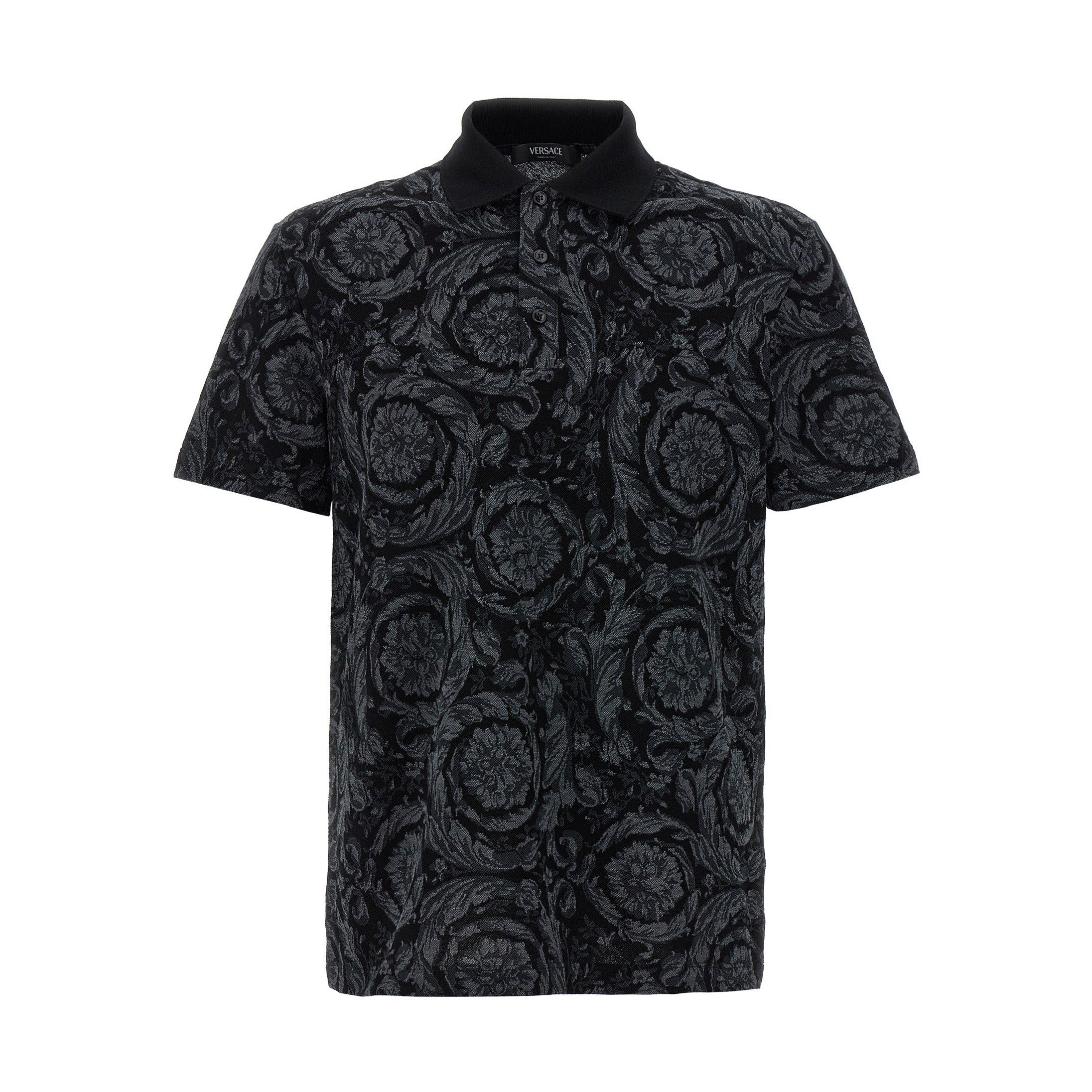 Versace Gray Cotton Polo Shirt