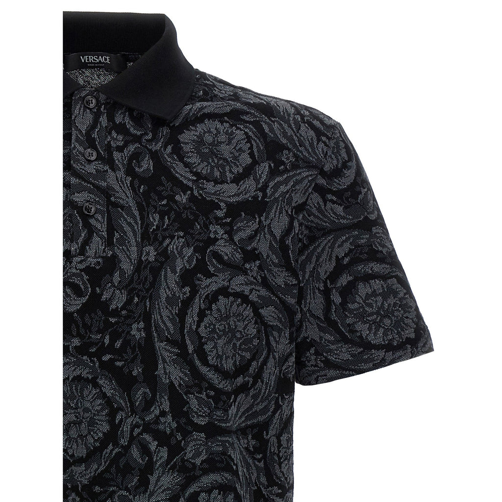 Versace Gray Cotton Polo Shirt