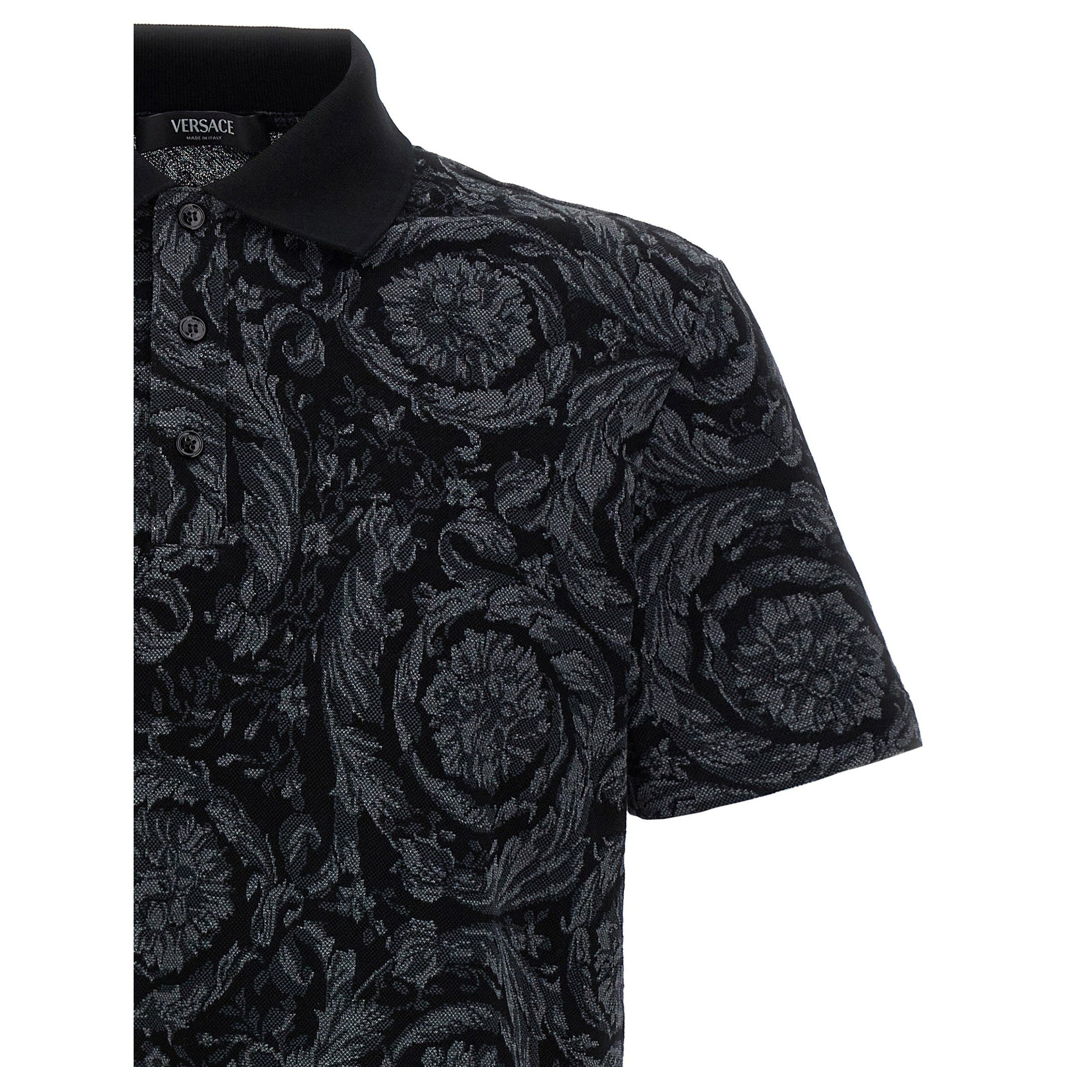 Versace Gray Cotton Polo Shirt