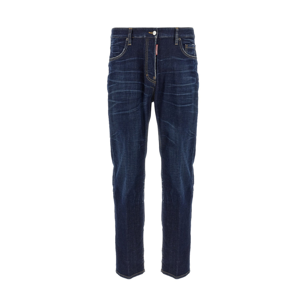 Dsquared² Blue Cotton Straight-Leg Jeans