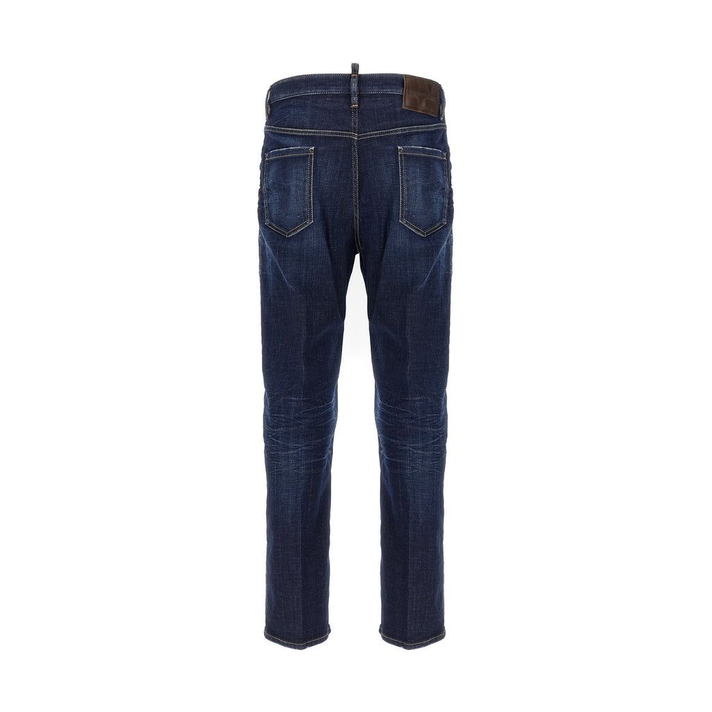 Dsquared² Blue Cotton Straight-Leg Jeans